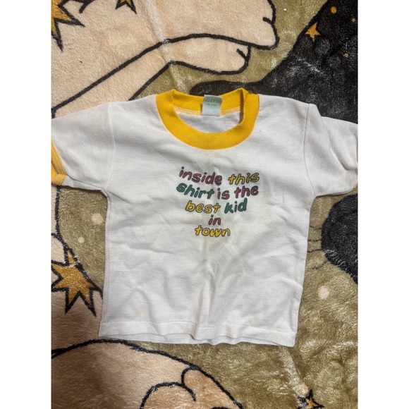 Vintage Camptown Kids White Ringer T-Shirt Inside Best Kid in Town Tee - Picture 1 of 5